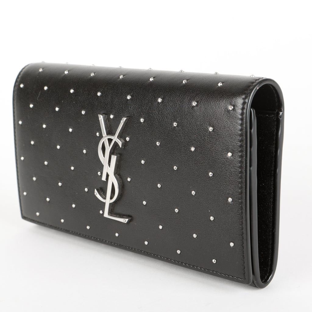 Studded Kate Flap Wallet, Black/Silver
