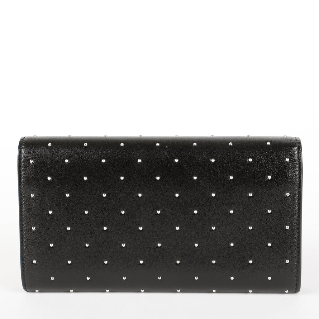 Studded Kate Flap Wallet, Black/Silver