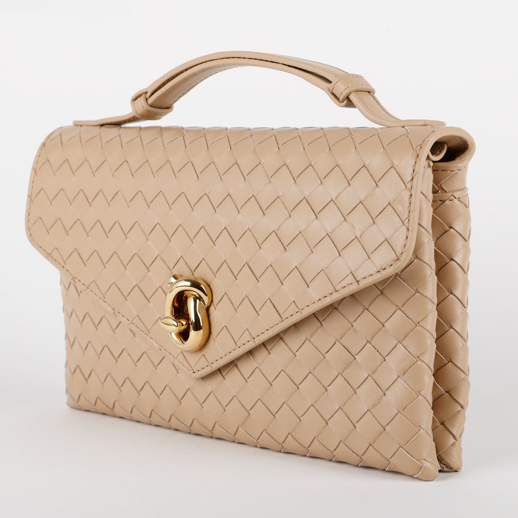 Intrecciato Knot Lock Top Handle, Ecru Muse