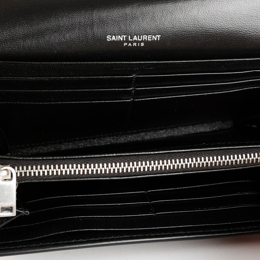 Studded Kate Flap Wallet, Black/Silver