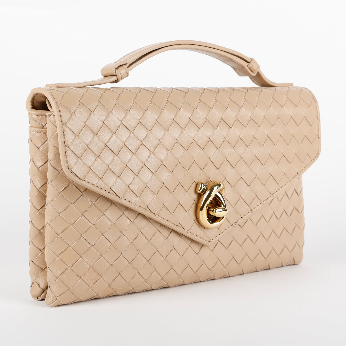 Intrecciato Knot Lock Top Handle, Ecru Muse