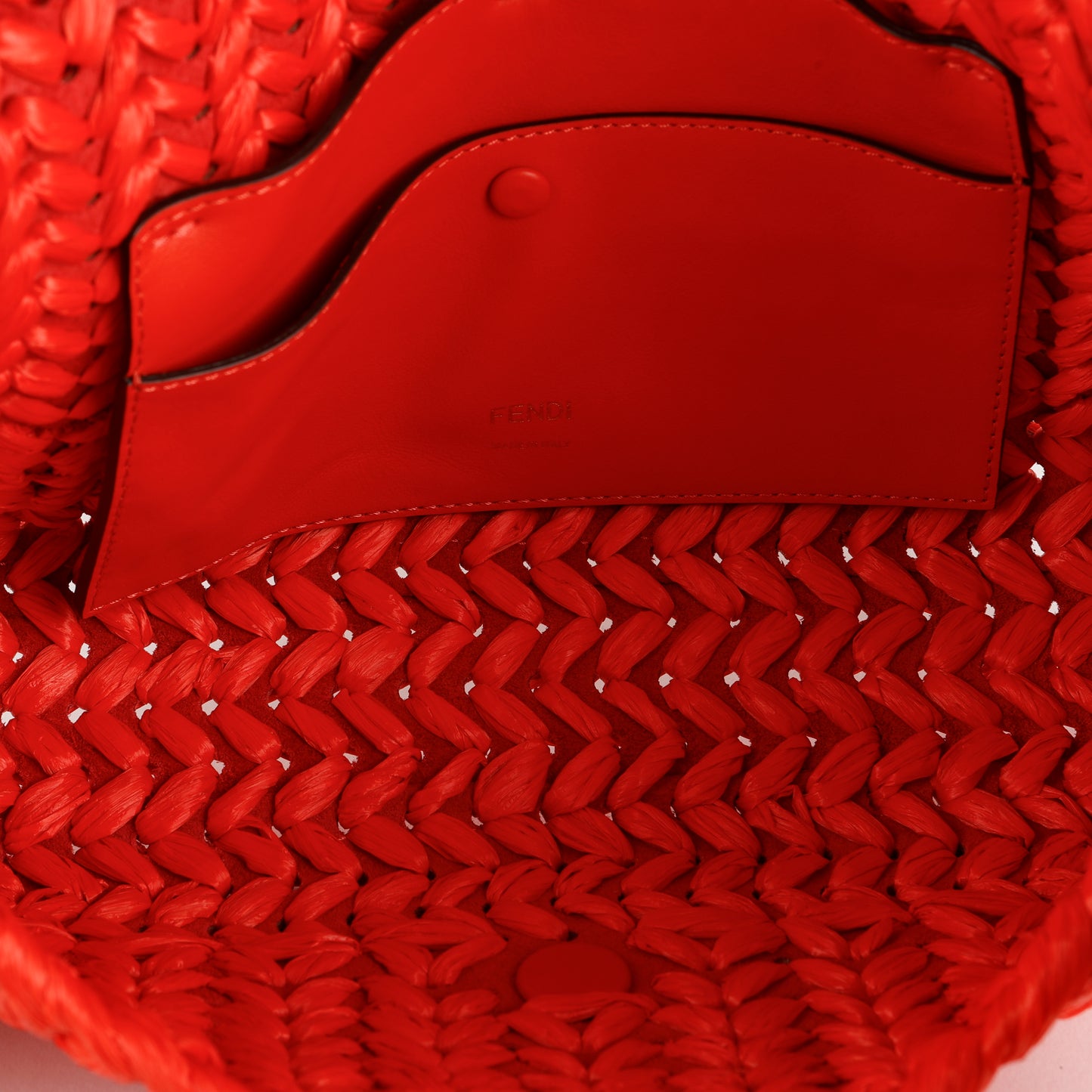 Paglia Vitello Grace Woven Baguette, Lava (branded twilly)