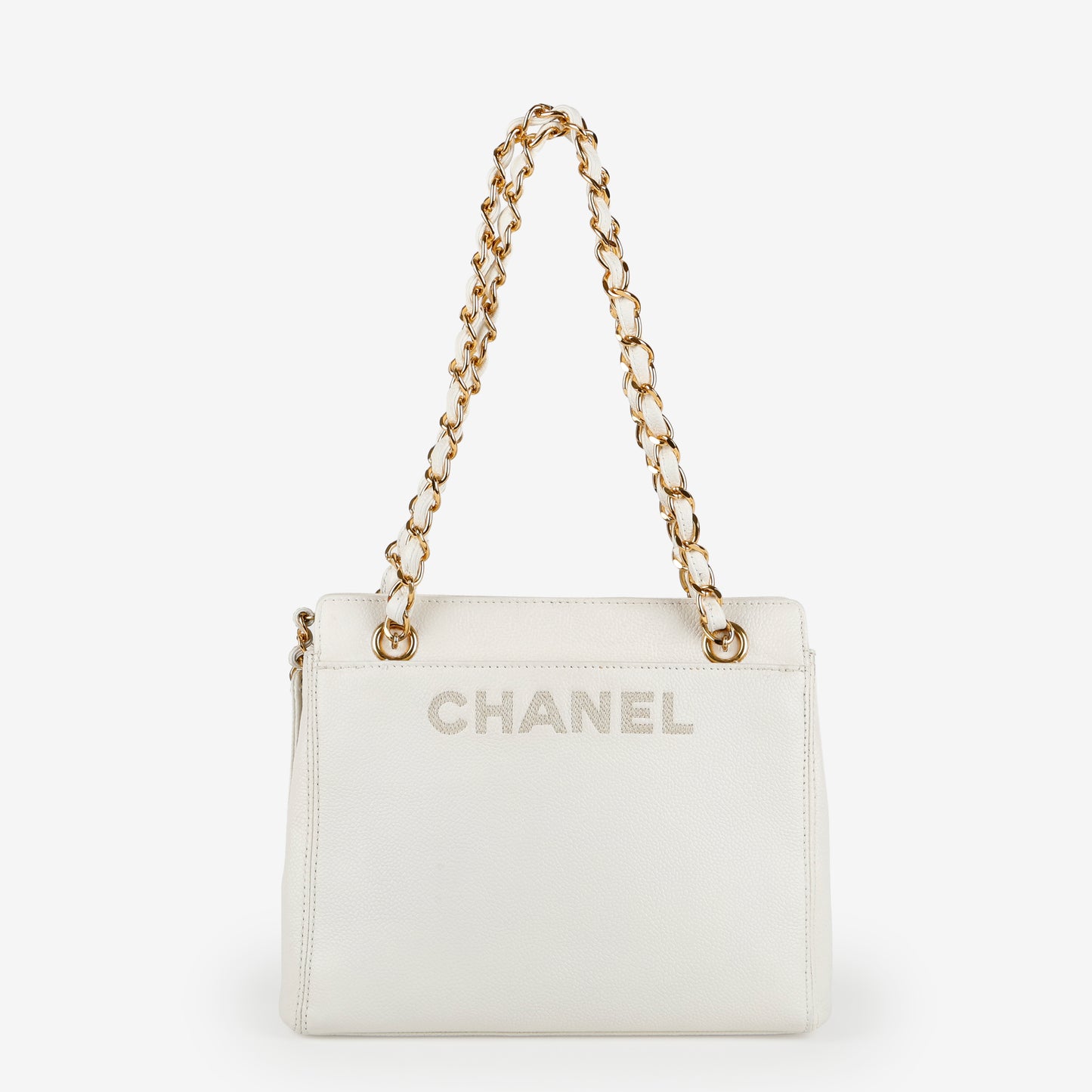 Vintage LAX Chain Tote, White Caviar