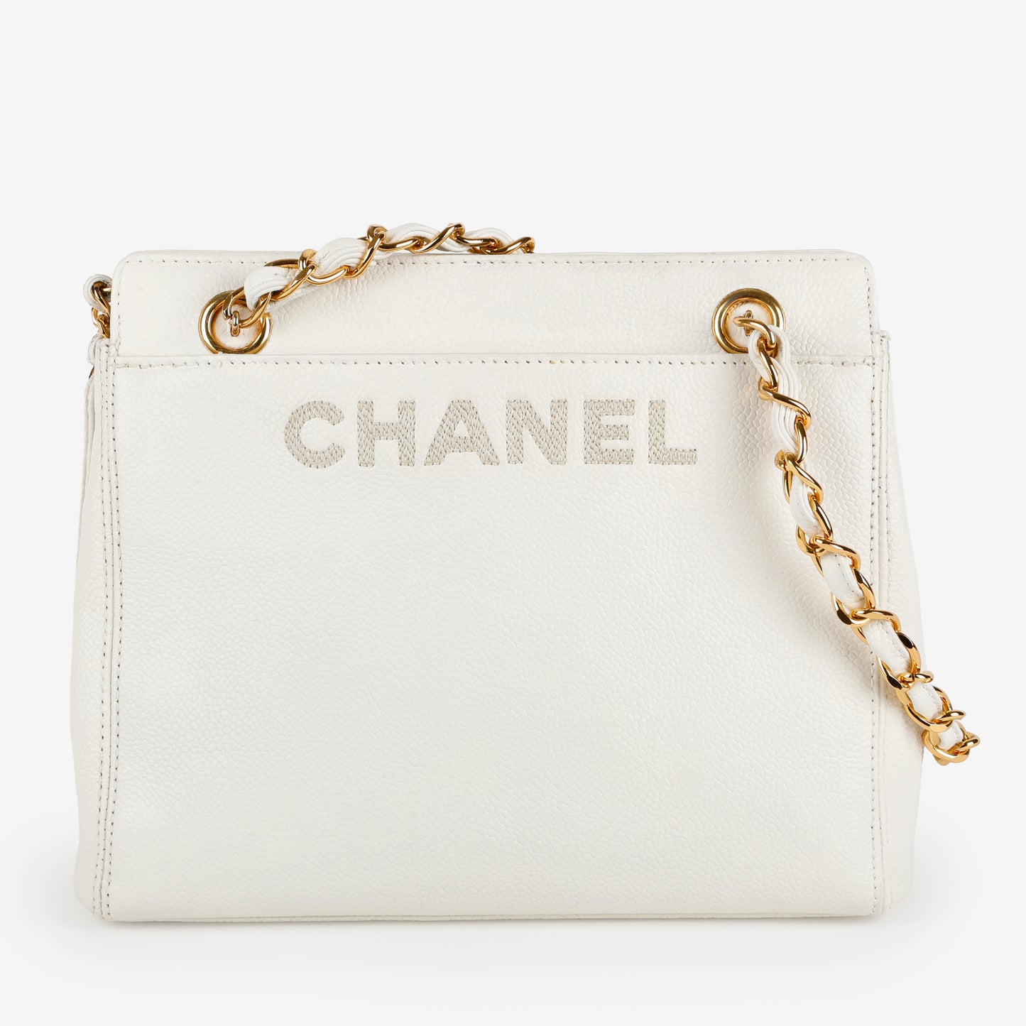 Vintage LAX Chain Tote, White Caviar