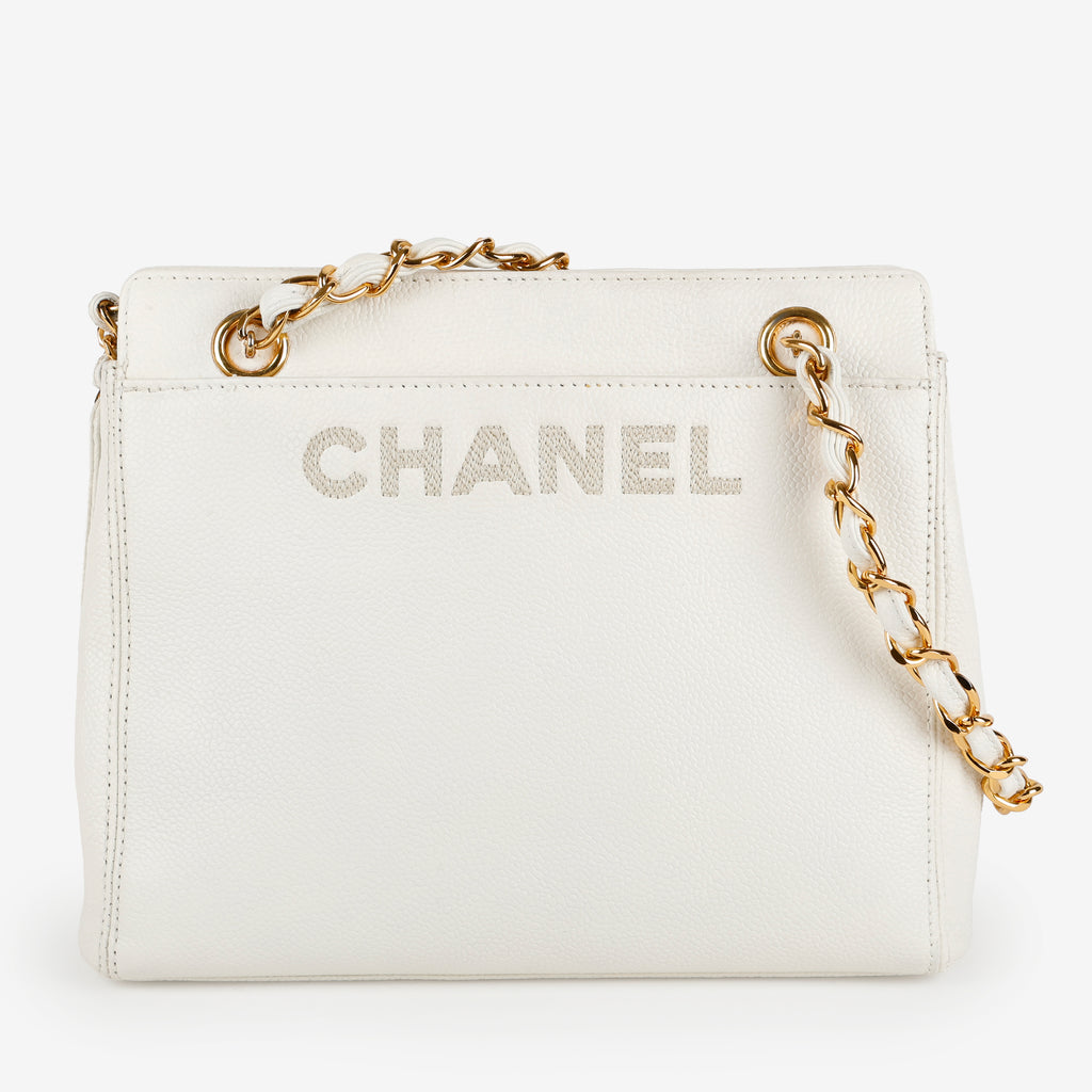 Vintage LAX Chain Tote, White Caviar