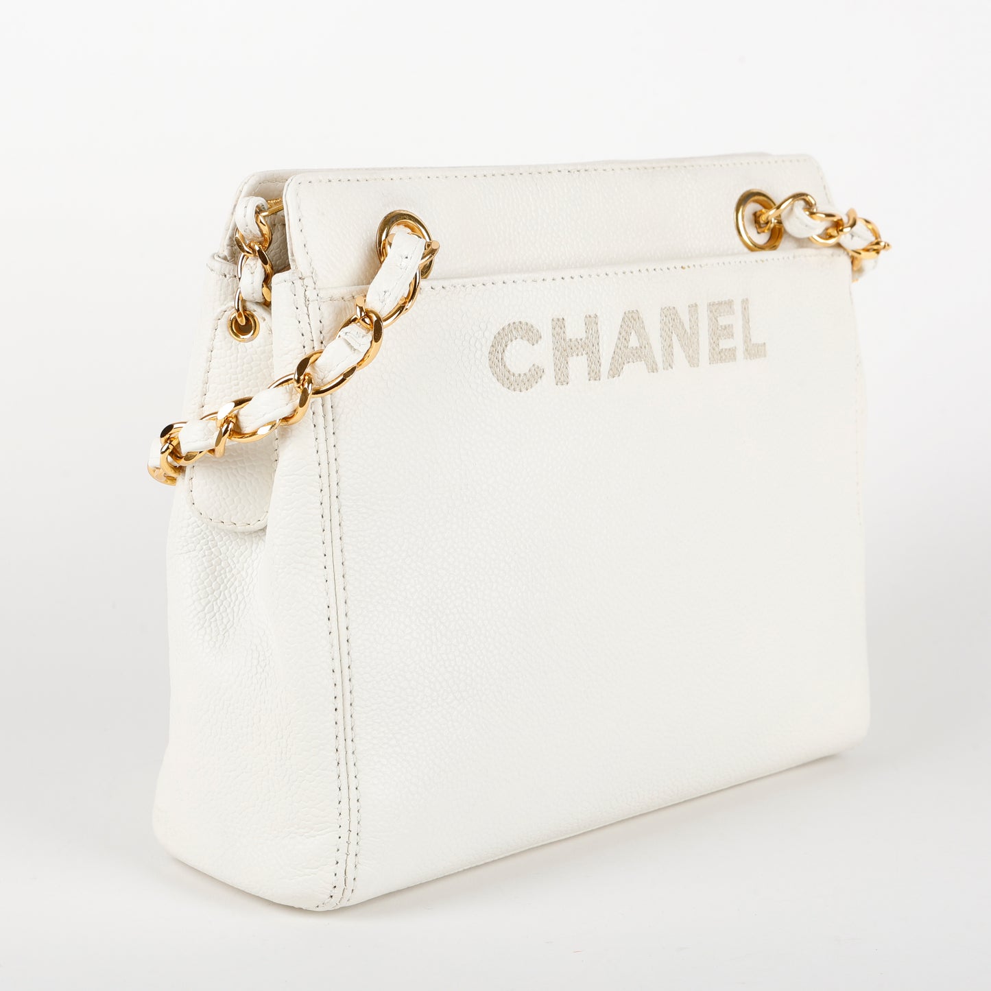 Vintage LAX Chain Tote, White Caviar