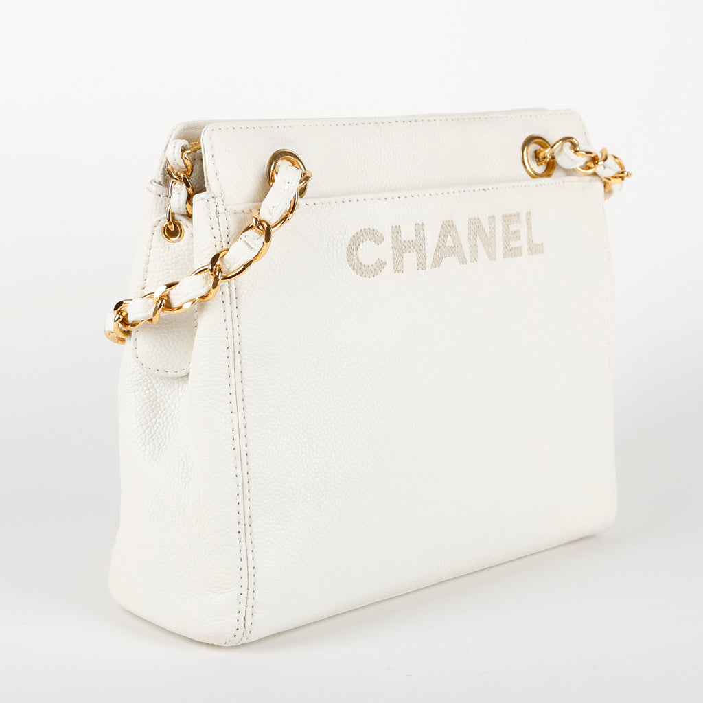 Vintage LAX Chain Tote, White Caviar