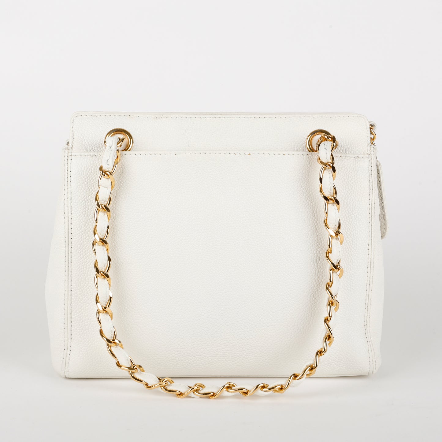 Vintage LAX Chain Tote, White Caviar
