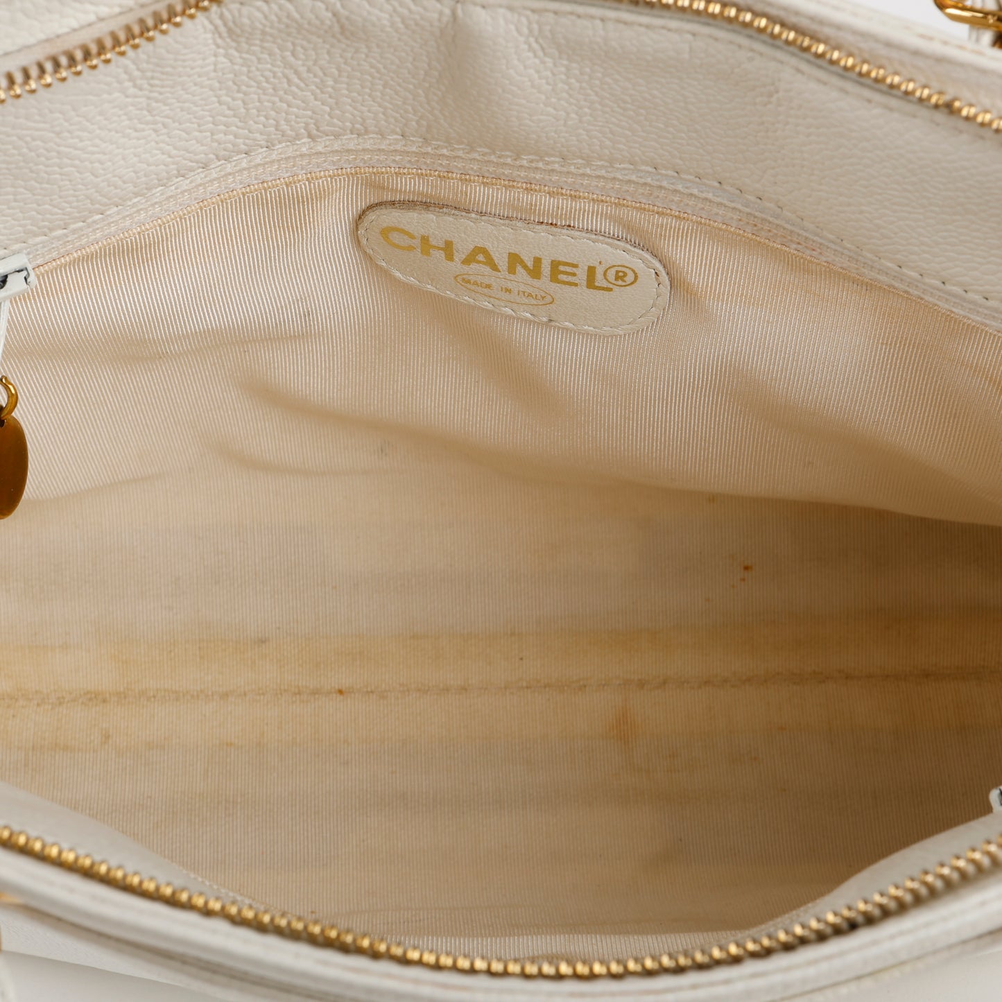 Vintage LAX Chain Tote, White Caviar