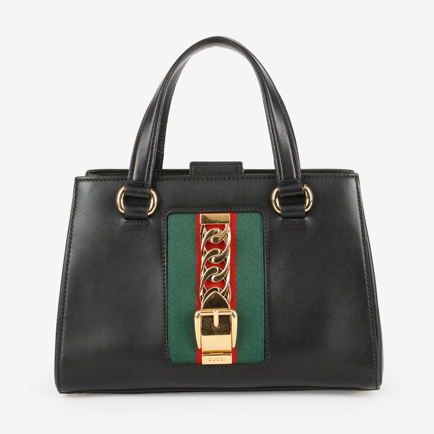 Small Sylvie Tote, Black Calfskin