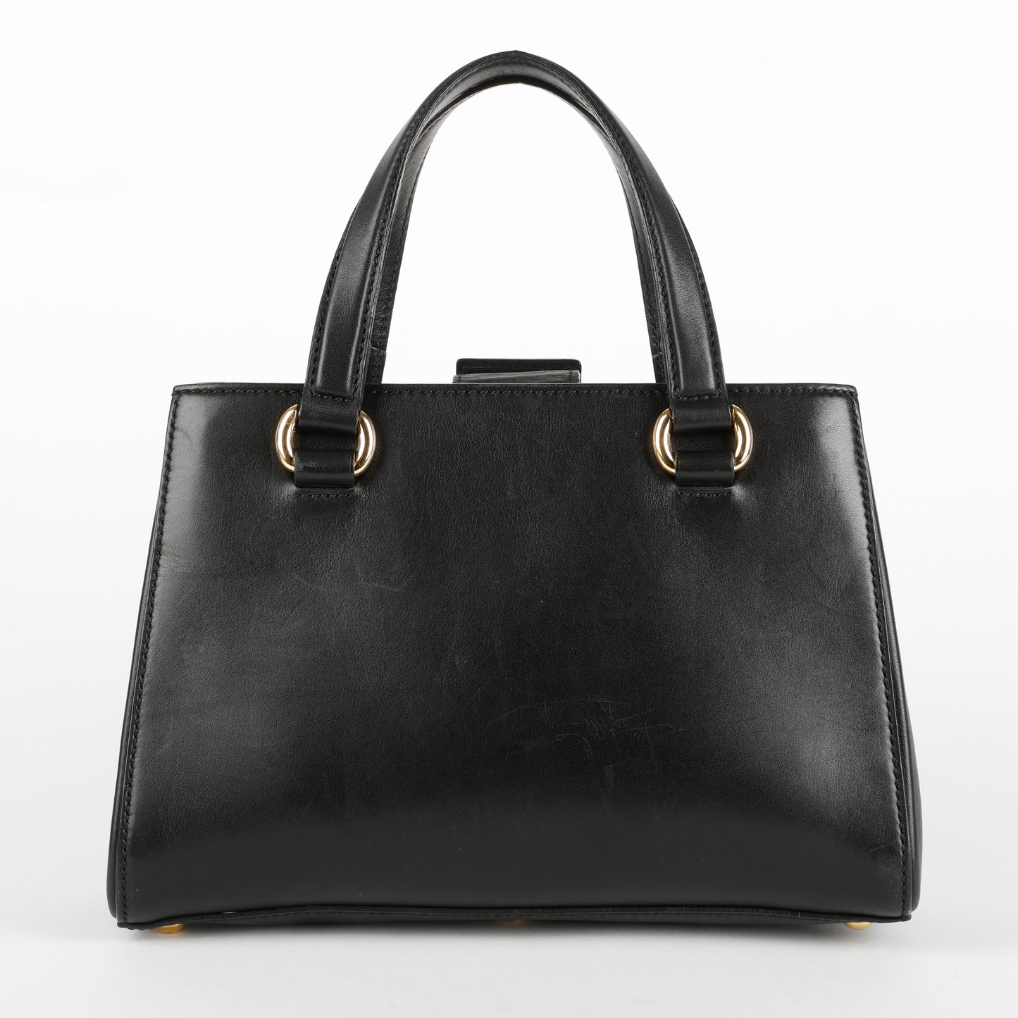 Small Sylvie Tote, Black Calfskin