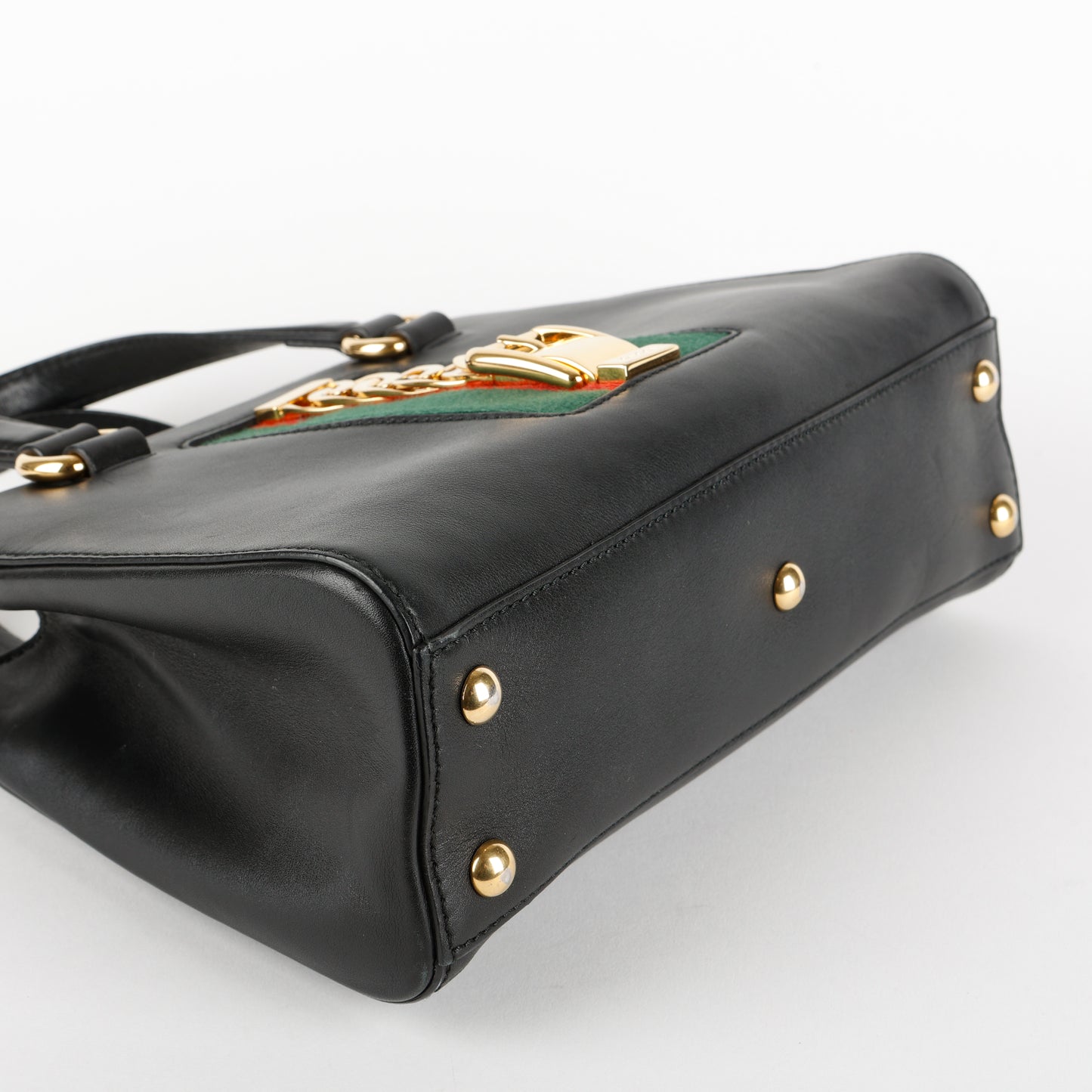 Small Sylvie Tote, Black Calfskin