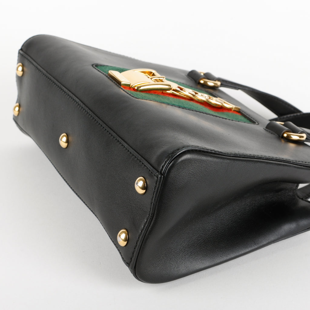 Small Sylvie Tote, Black Calfskin