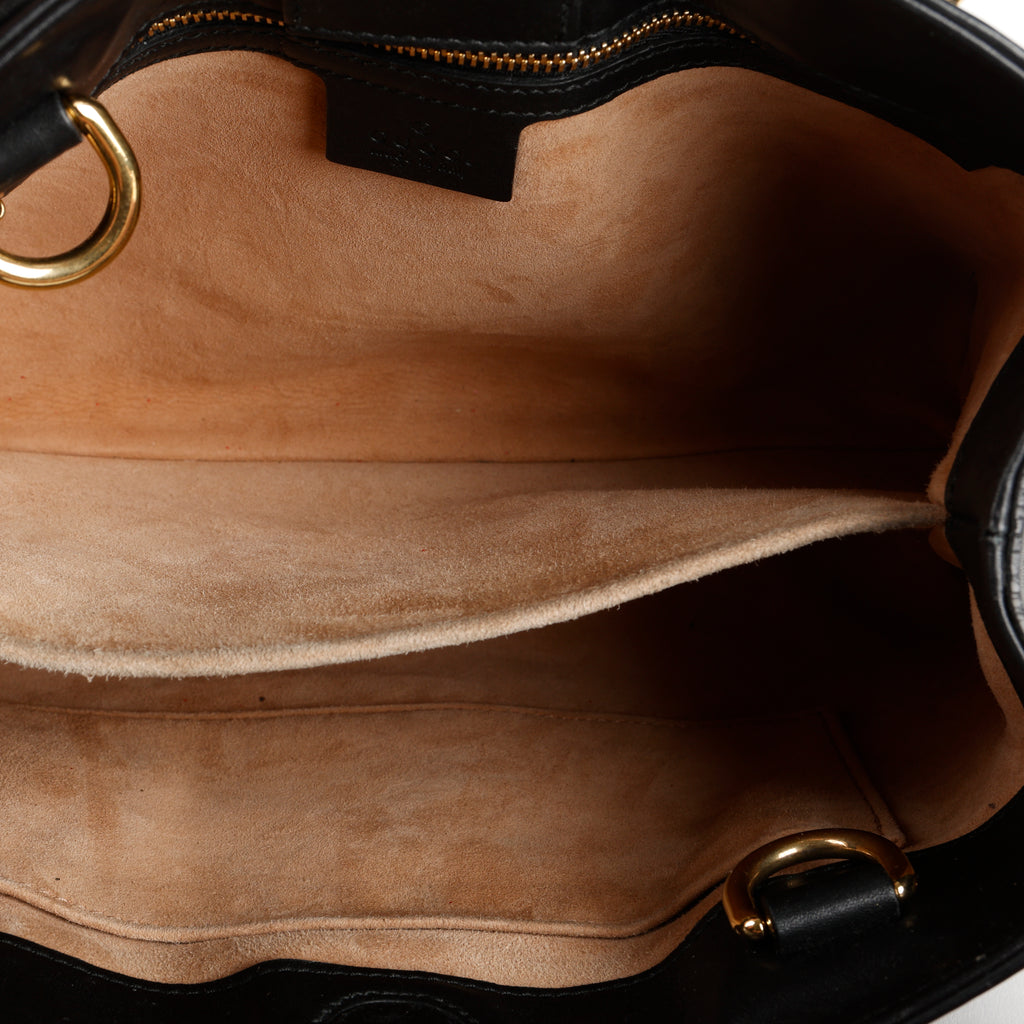 Small Sylvie Tote, Black Calfskin