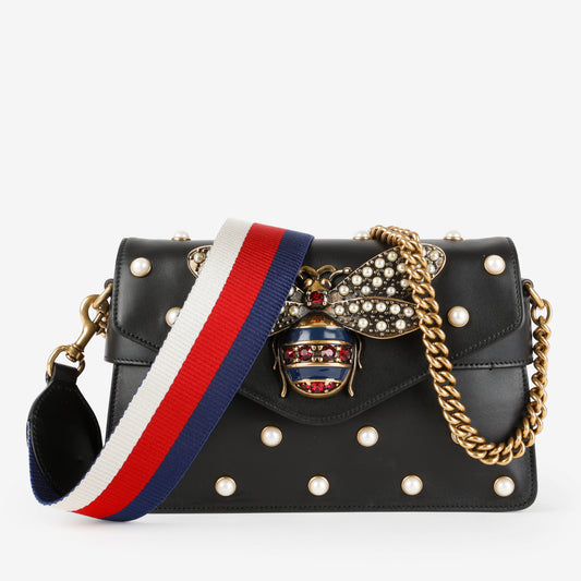 Broadway Pearly Bee Shoulder Bag, Black