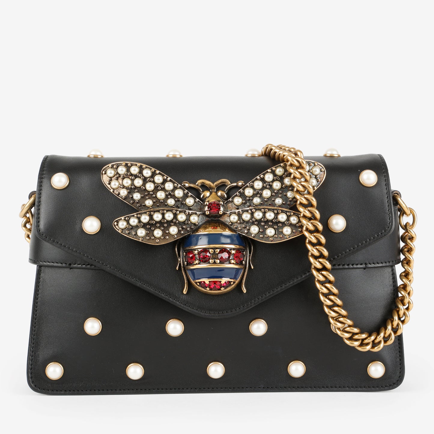 Broadway Pearly Bee Shoulder Bag, Black