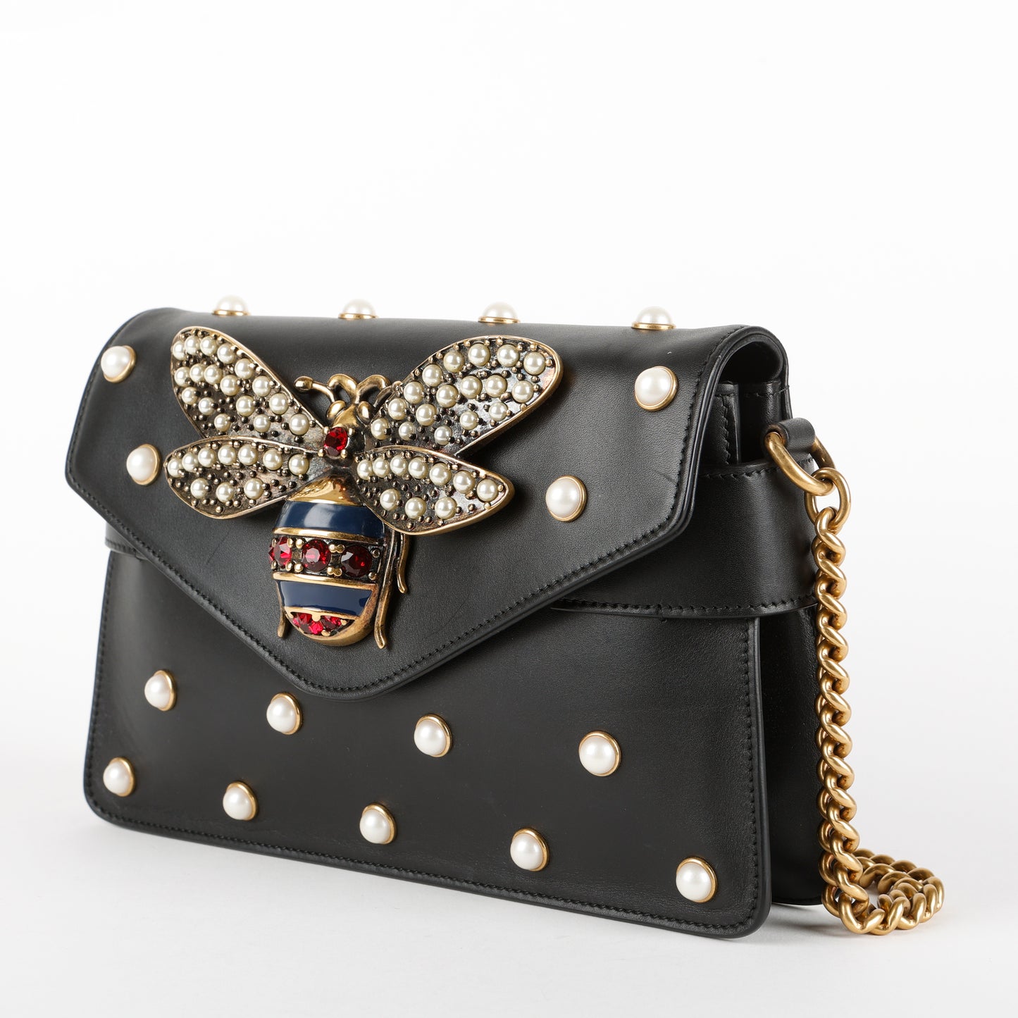 Broadway Pearly Bee Shoulder Bag, Black
