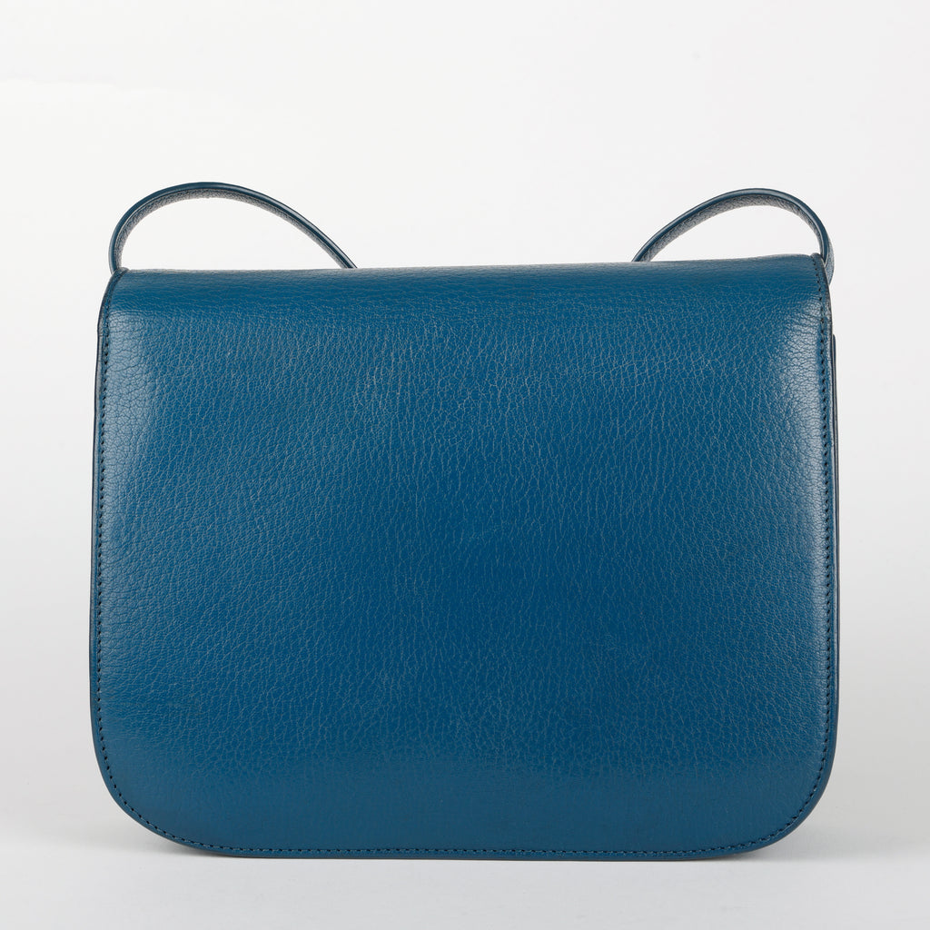 Medium Classic Box Bag, Blue Grained Calfskin