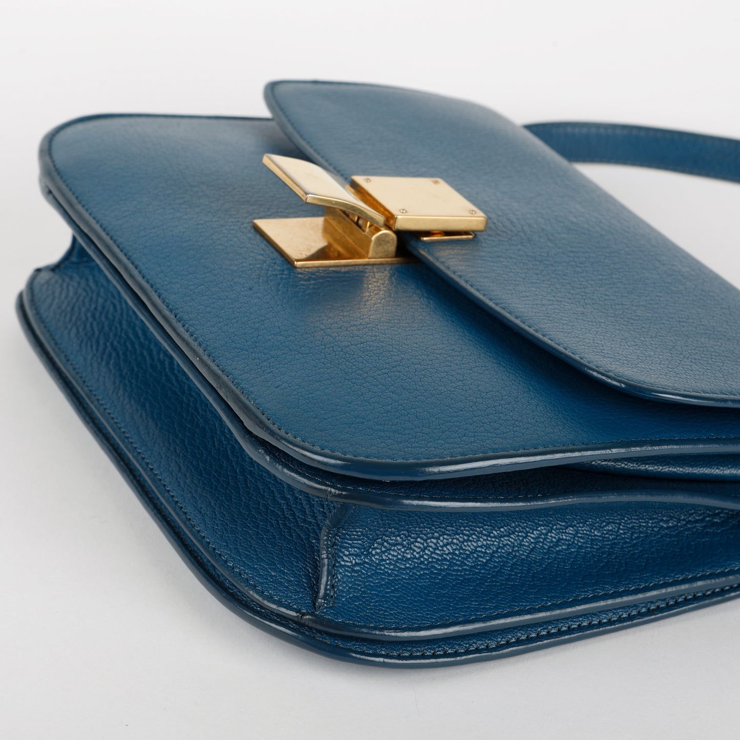 Medium Classic Box Bag, Blue Grained Calfskin