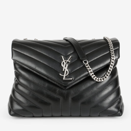 Medium LouLou, Black Calfskin SHW