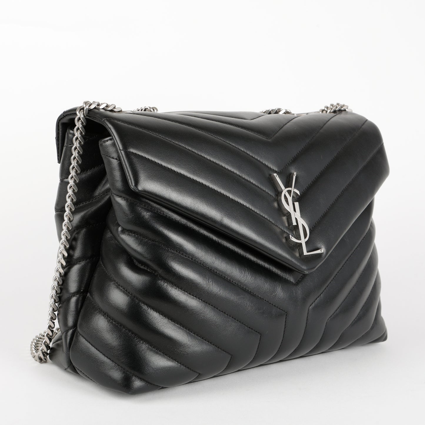 Medium LouLou, Black Calfskin SHW