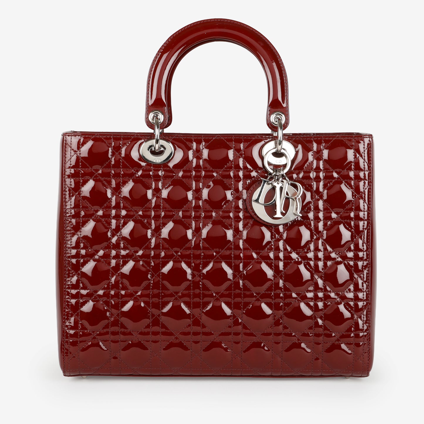 Large Lady Dior, Burgundy Patent Leather