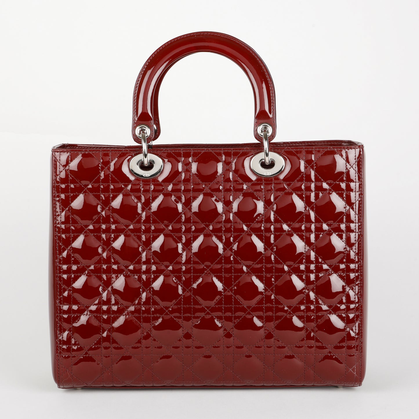 Large Lady Dior, Burgundy Patent Leather