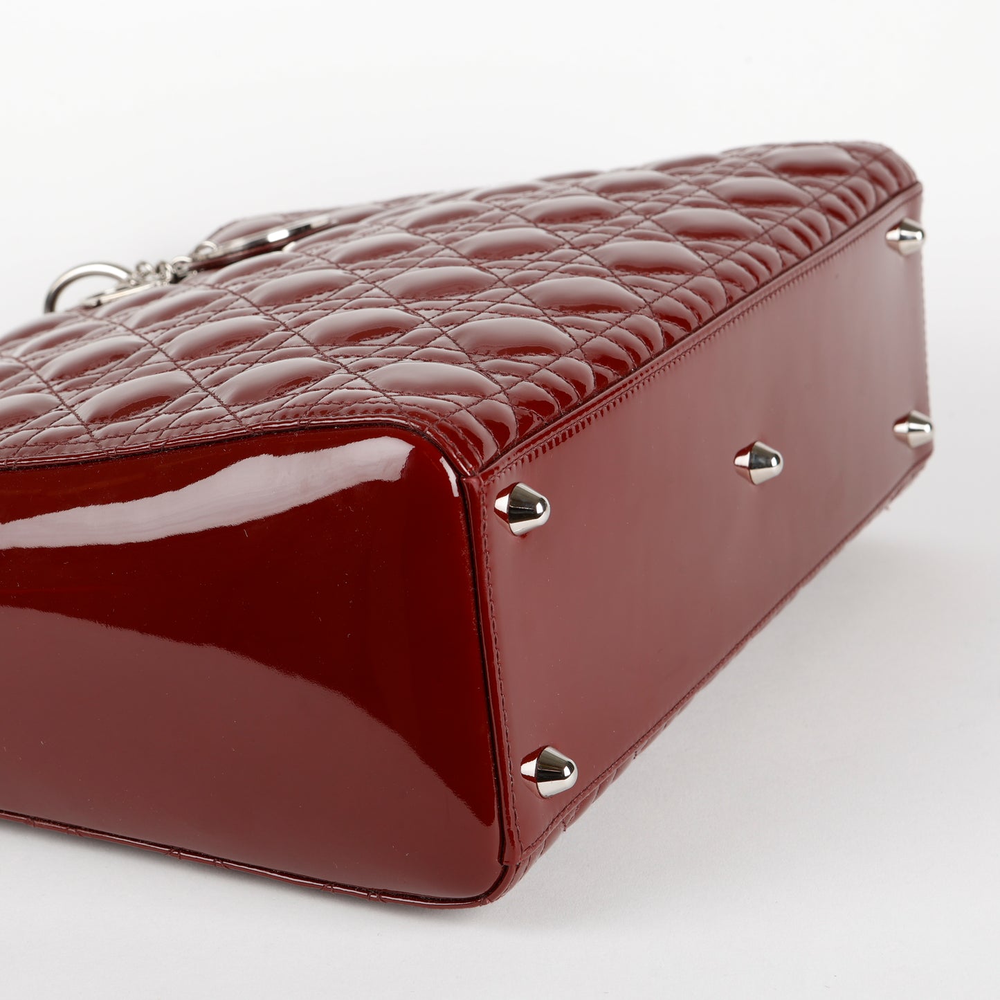Large Lady Dior, Burgundy Patent Leather