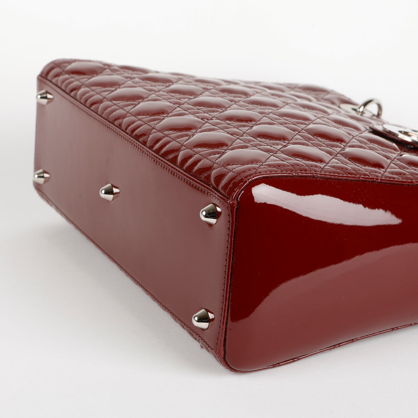 Large Lady Dior, Burgundy Patent Leather