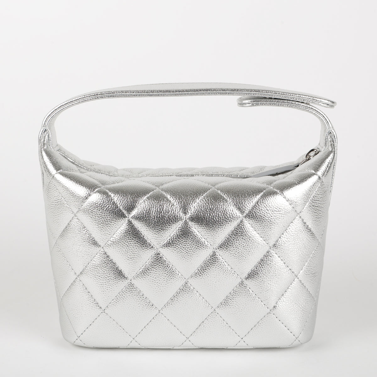 Hobo Clutch on Chain, Silver Caviar