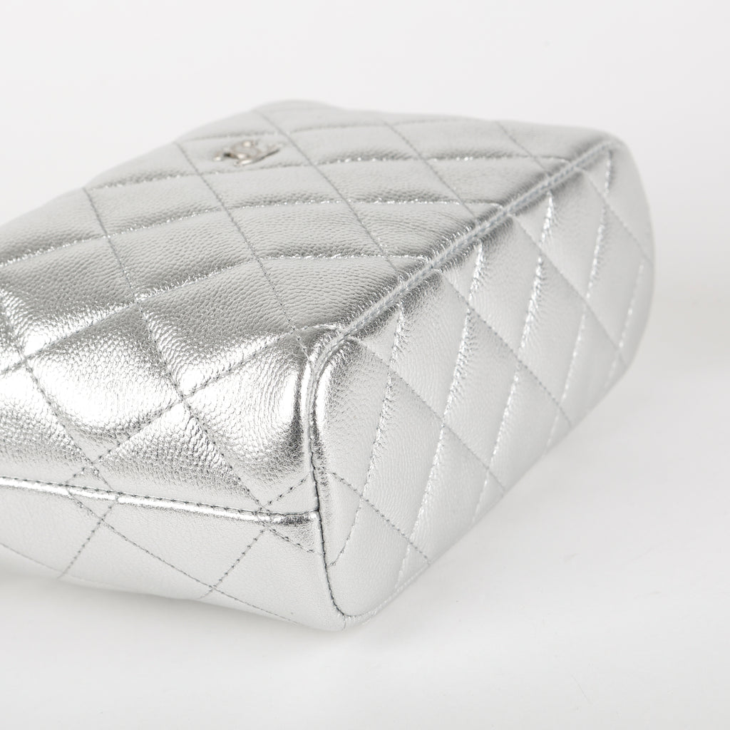 Hobo Clutch on Chain, Silver Caviar