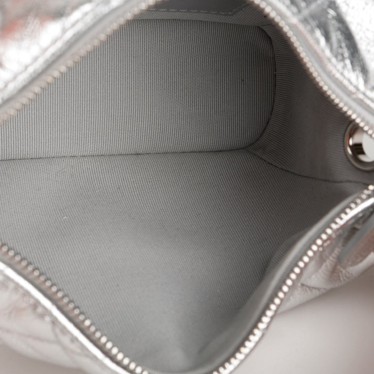 Hobo Clutch on Chain, Silver Caviar