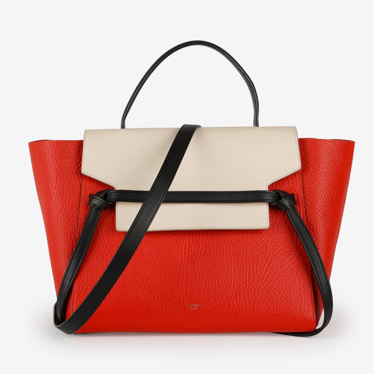 Mini Belt Bag, Red/Cream Calfskin