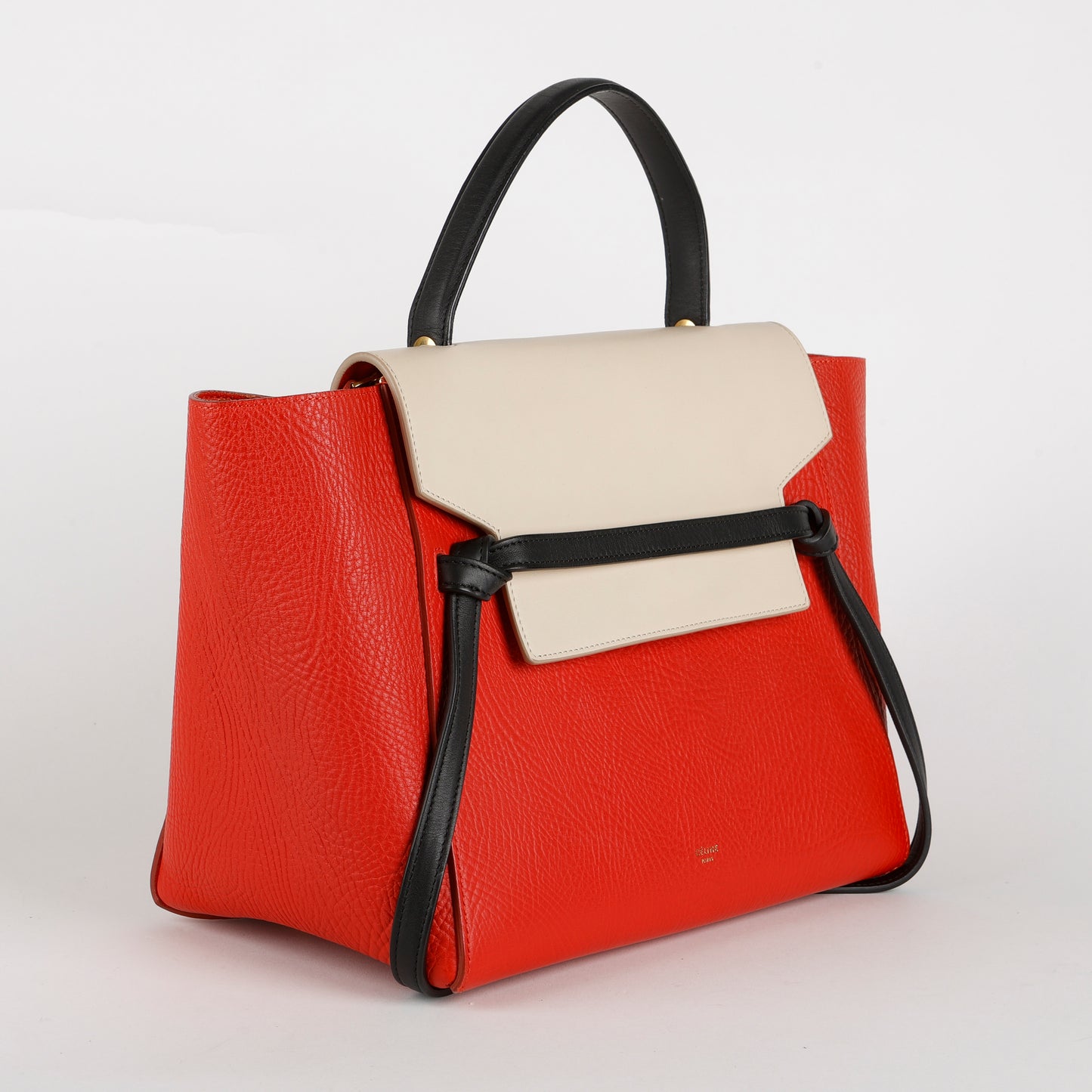 Mini Belt Bag, Red/Cream Calfskin