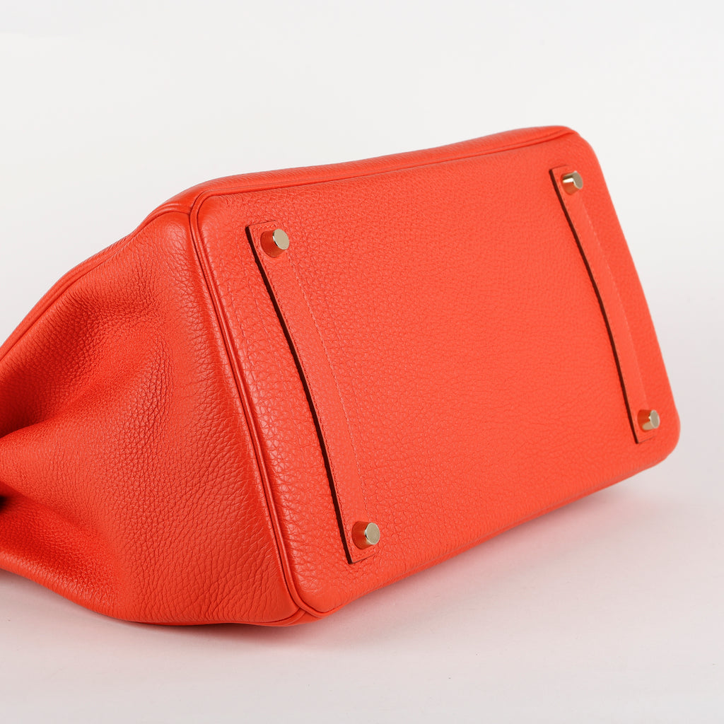 Birkin 35 Rouge Pivione, Togo, Gold Hardware (2013, Q Square)