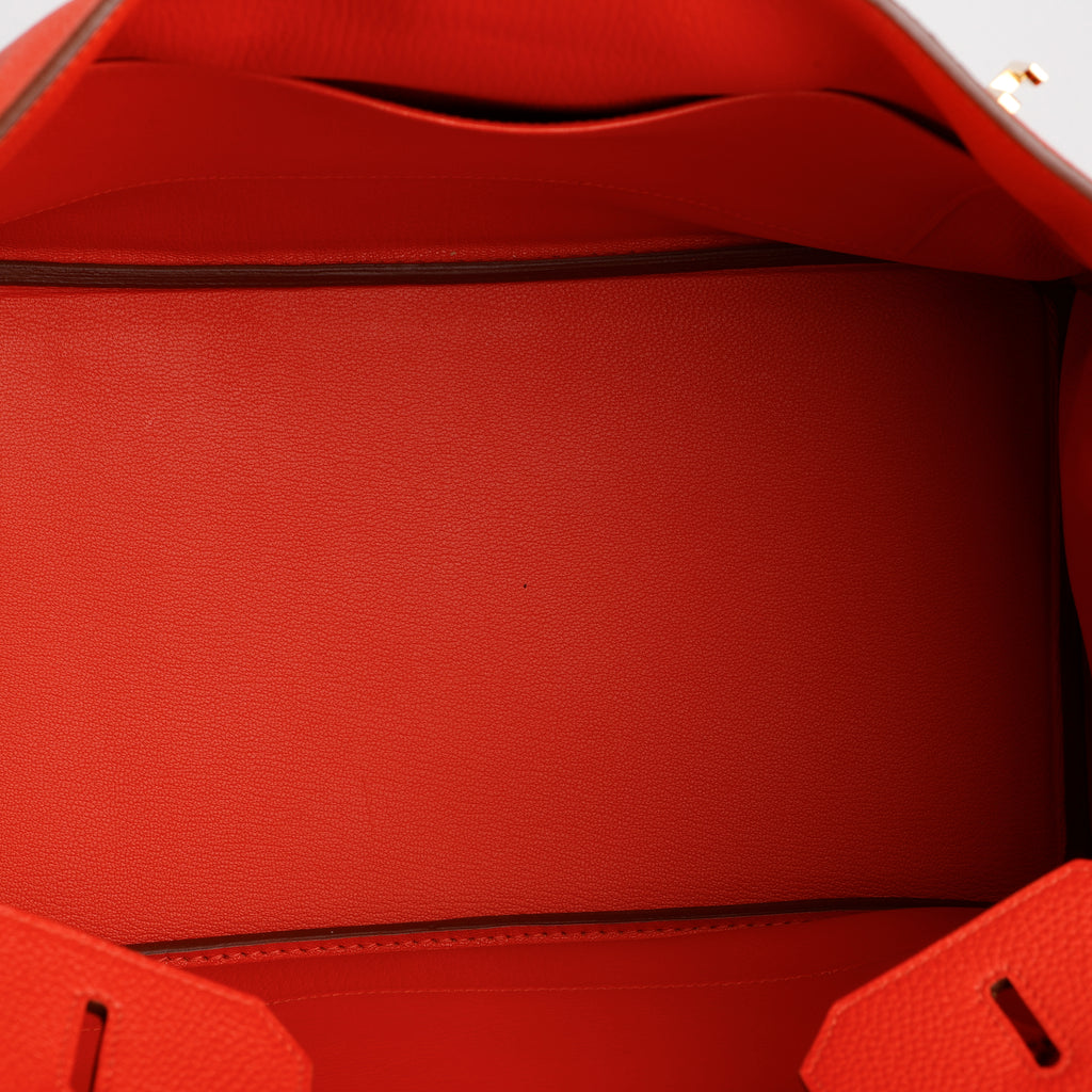 Birkin 35 Rouge Pivione, Togo, Gold Hardware (2013, Q Square)