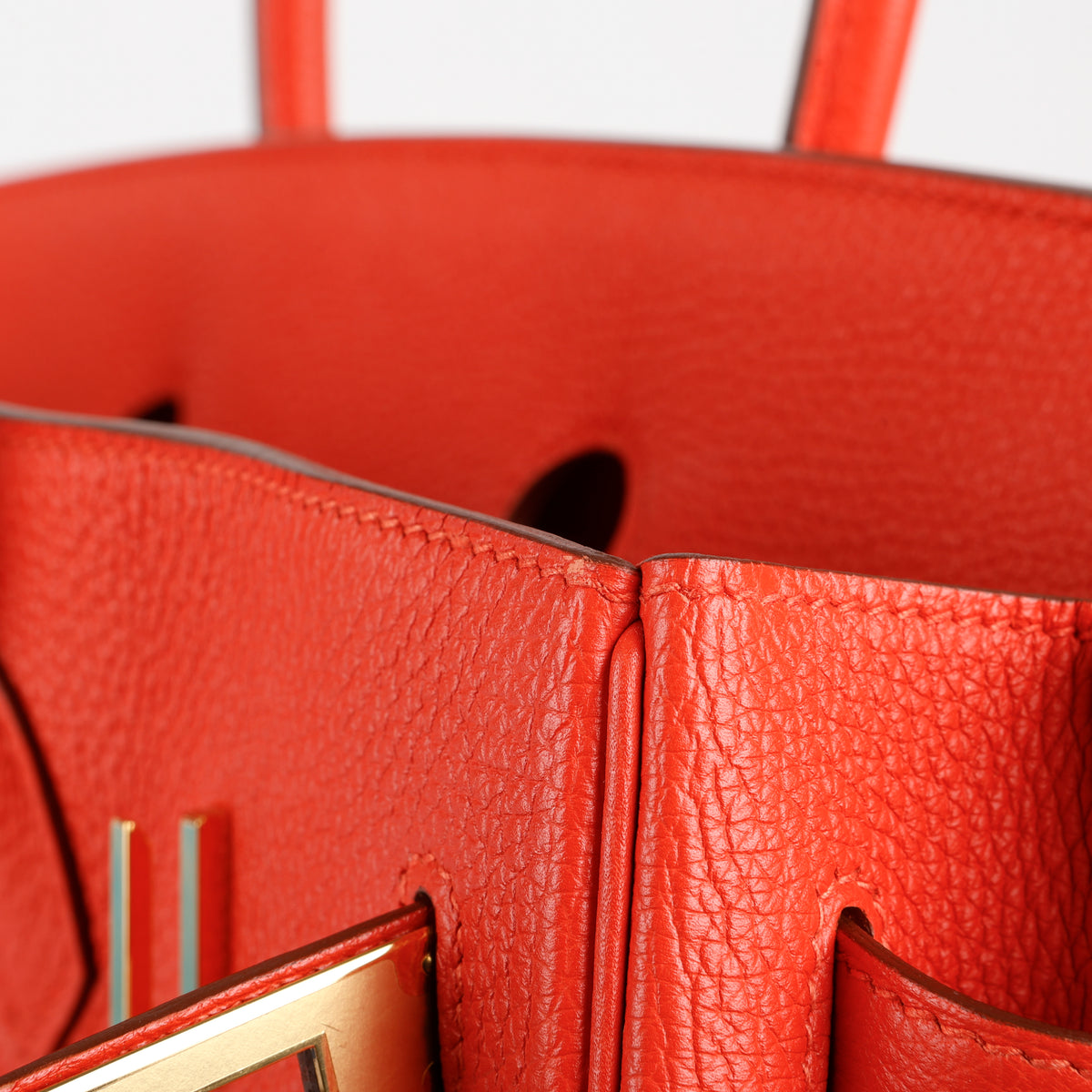 Birkin 35 Rouge Pivione, Togo, Gold Hardware (2013, Q Square)