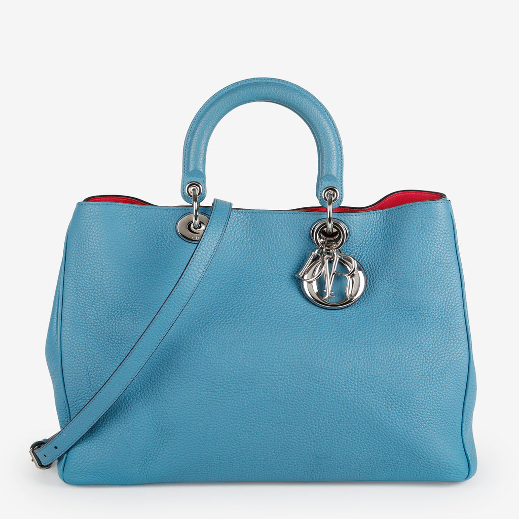Large Diorissimo Tote, Blue/Fuchsia