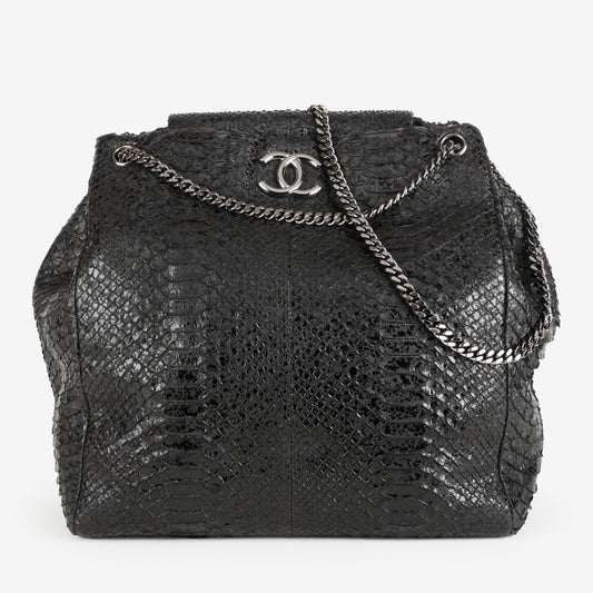 Python Accordion Tote, Black SHW