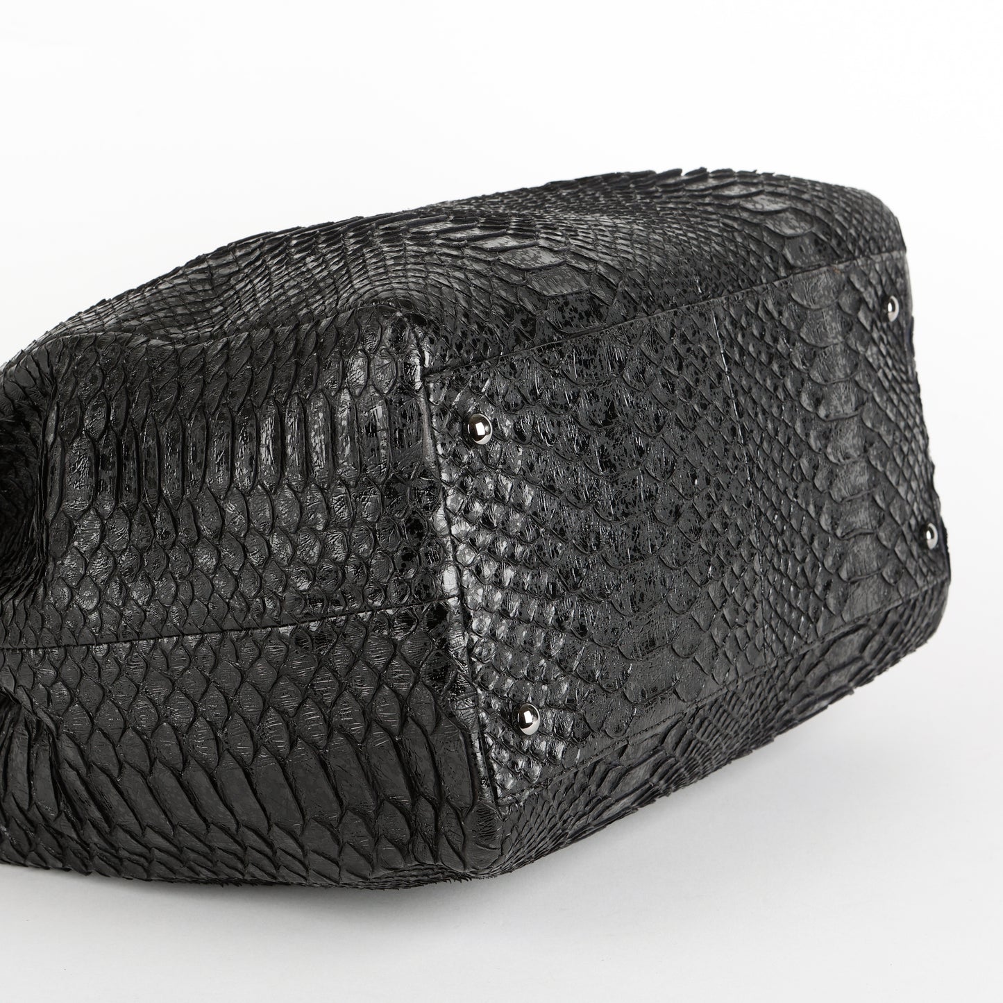 Python Accordion Tote, Black SHW
