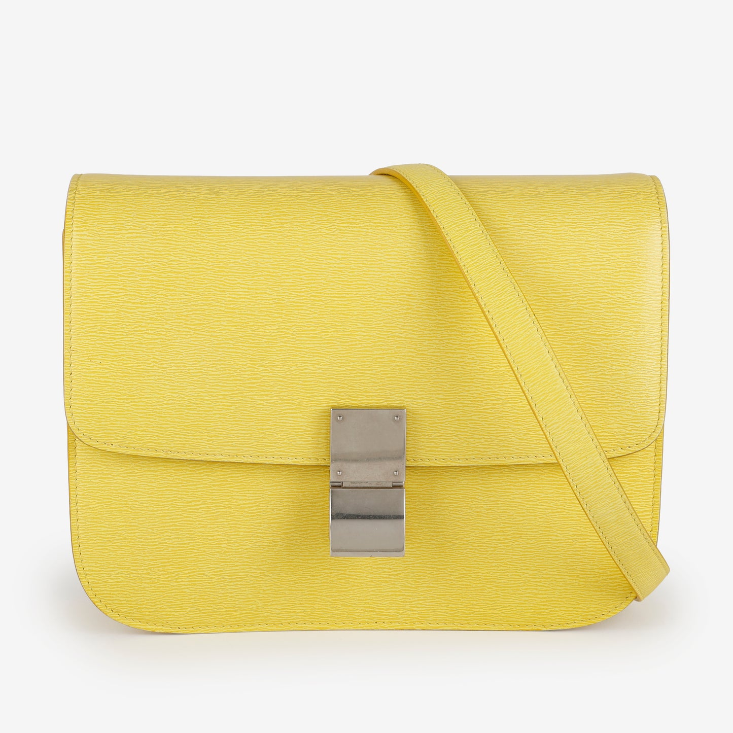 Medium Classic Box Bag, Yellow Grained Calfskin