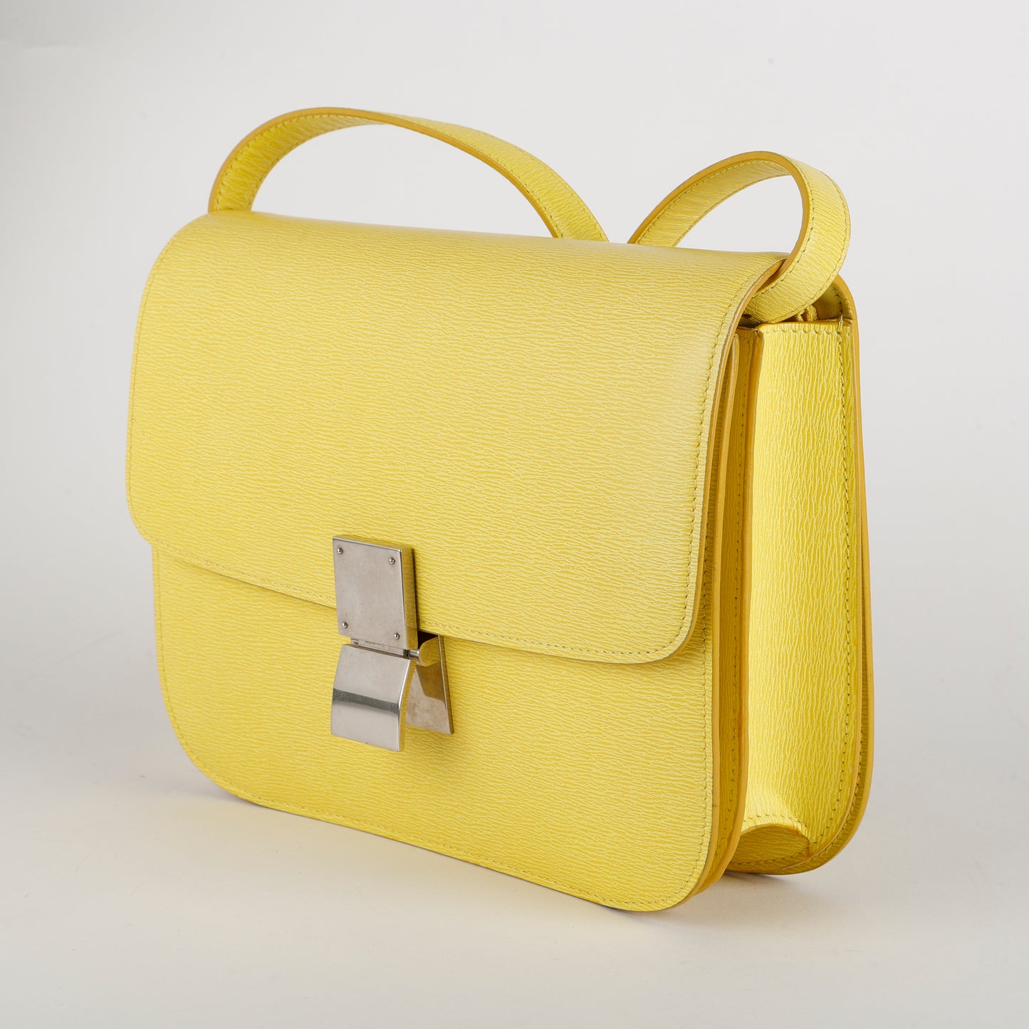 Medium Classic Box Bag, Yellow Grained Calfskin
