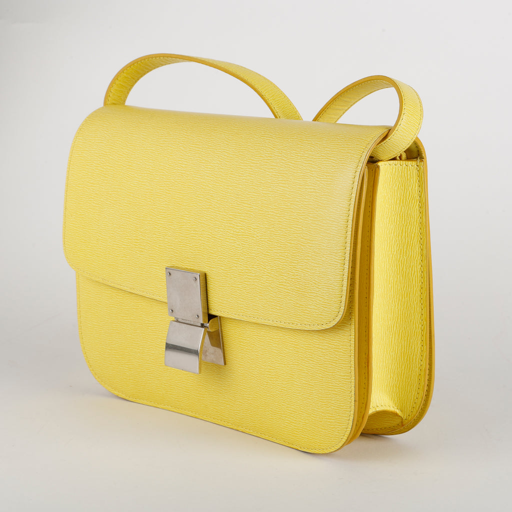 Medium Classic Box Bag, Yellow Grained Calfskin