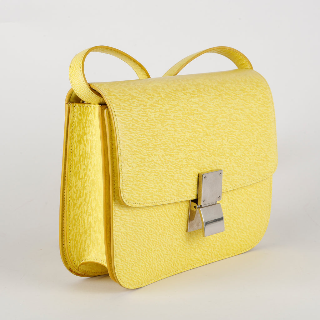 Medium Classic Box Bag, Yellow Grained Calfskin