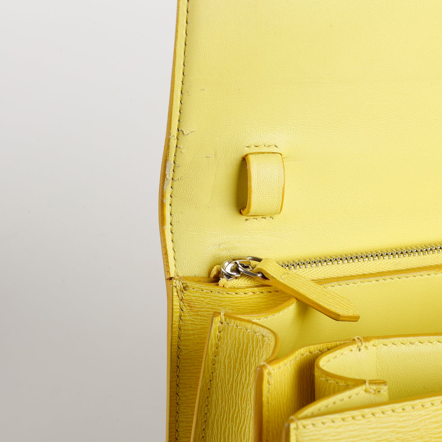 Medium Classic Box Bag, Yellow Grained Calfskin