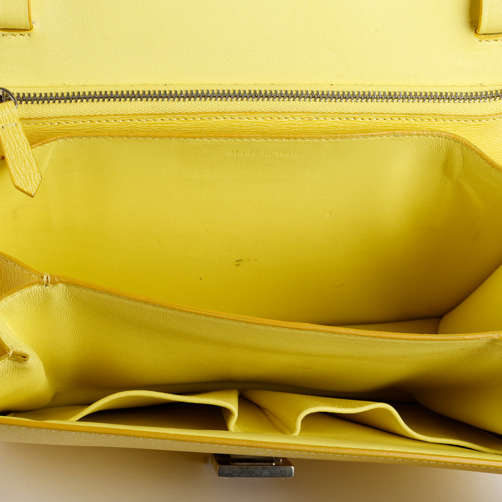 Medium Classic Box Bag, Yellow Grained Calfskin