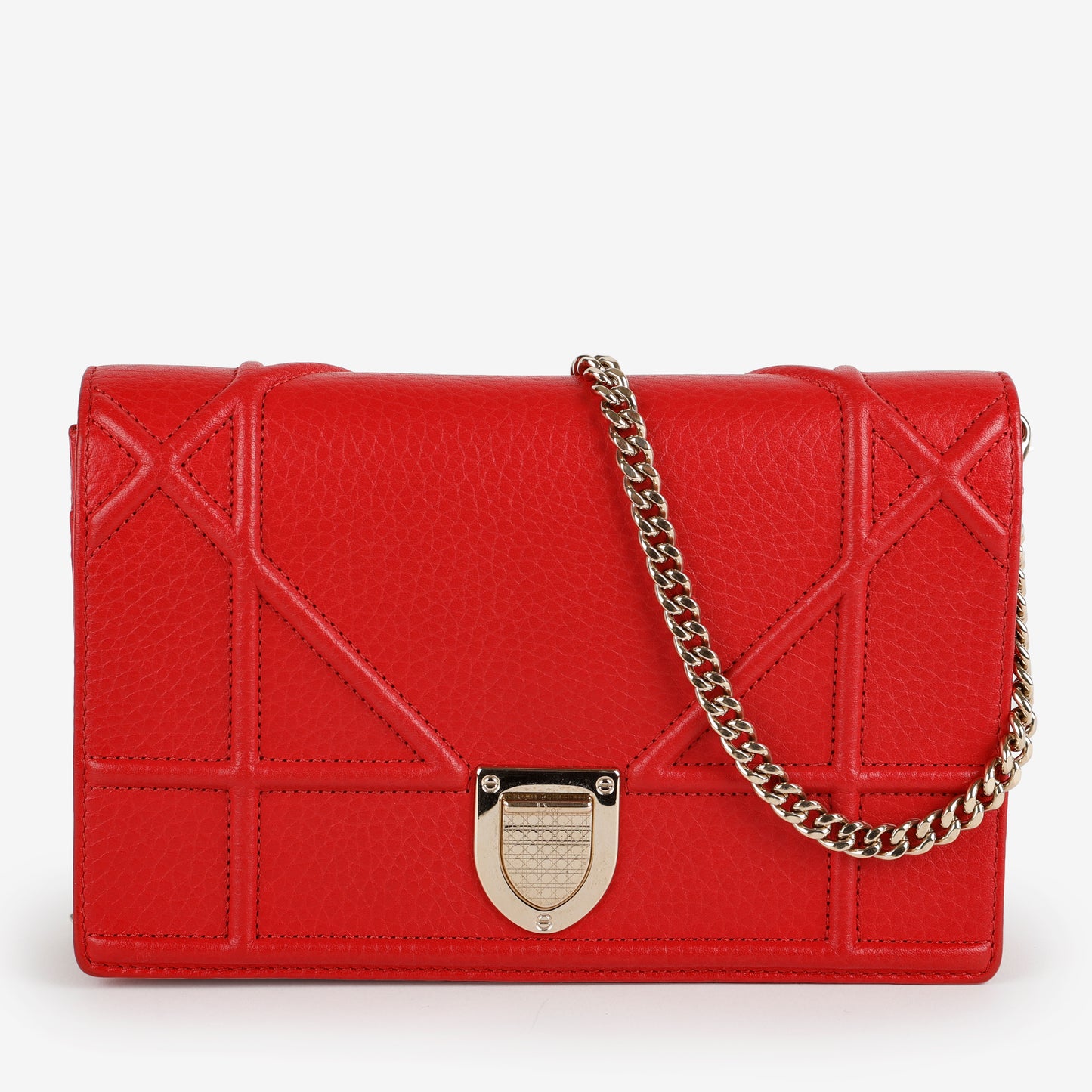 Diorama Wallet on Chain, Red Grained Calfskin
