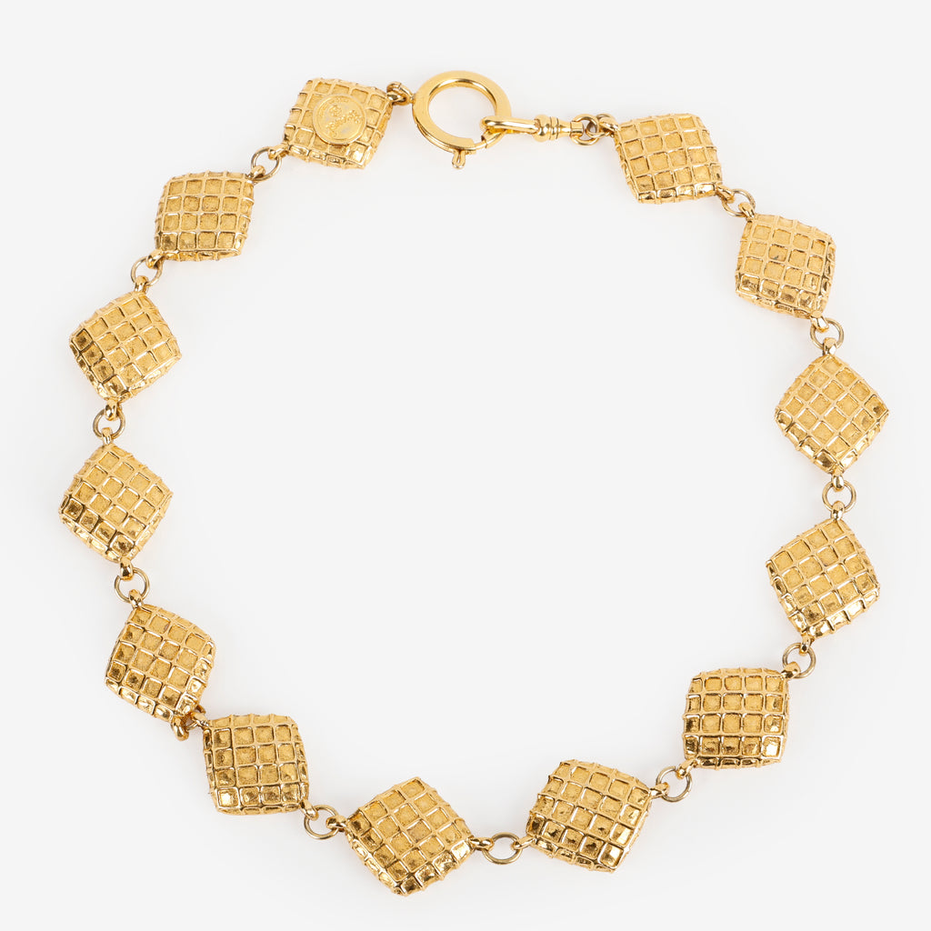 Vintage Gold Quilted Nugget Necklace