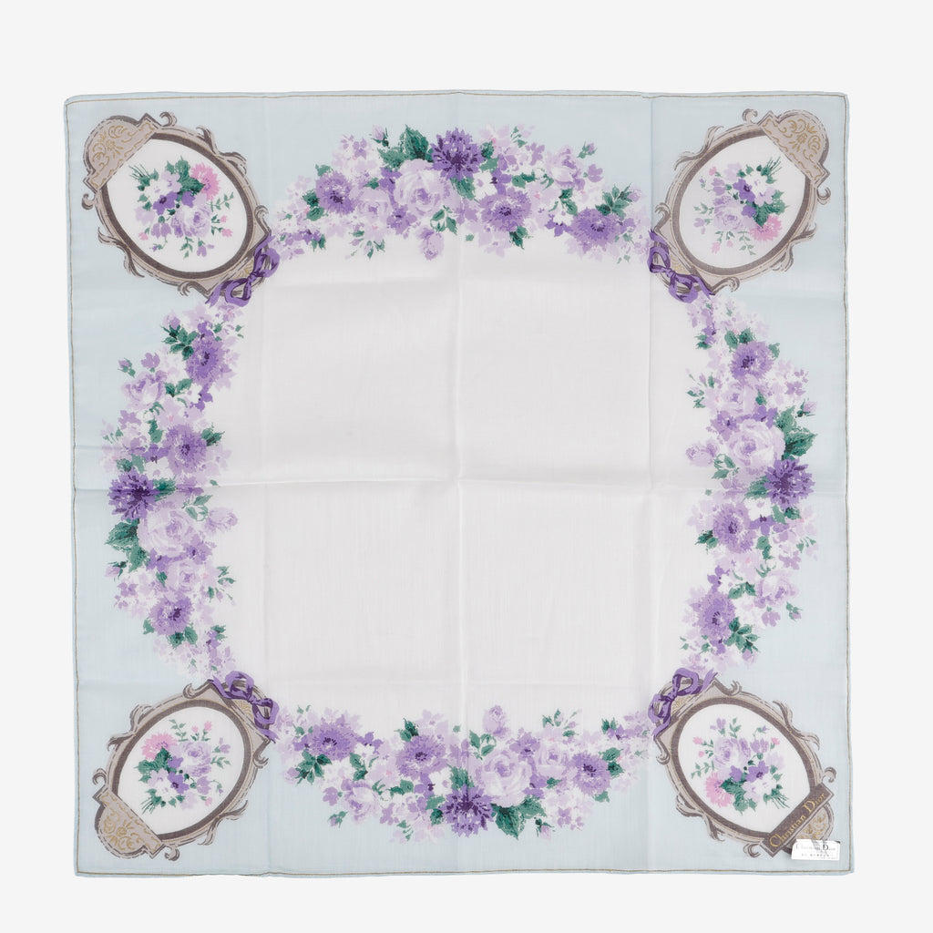 Vintage Floral Scarf, Blue/Purple