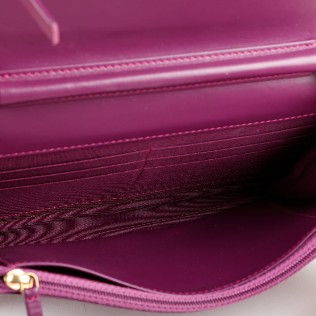 Boy Wallet on Chain, Metallic Plum Patent Leather